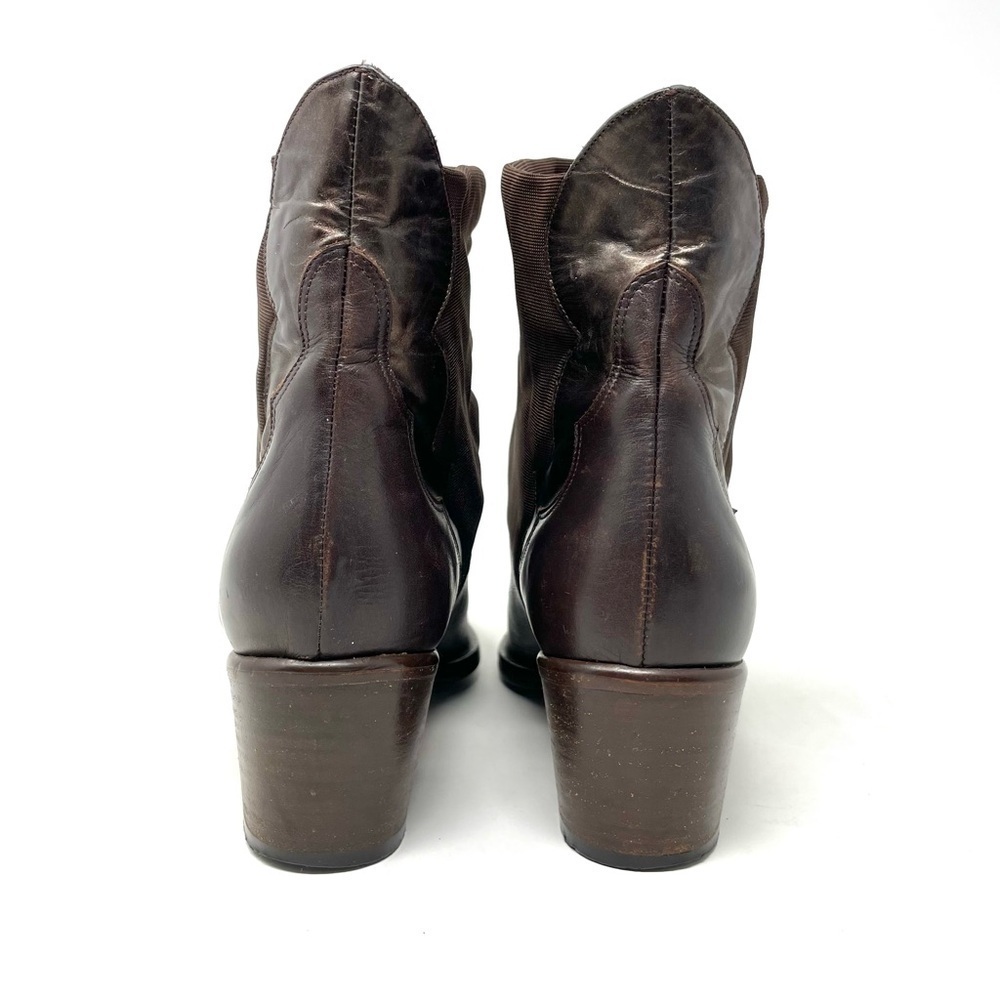 Vintage Arnold Churgin Dark Brown Leather Western Ankle Boots Size 5.5/ 35.5 - Picture 5 of 8